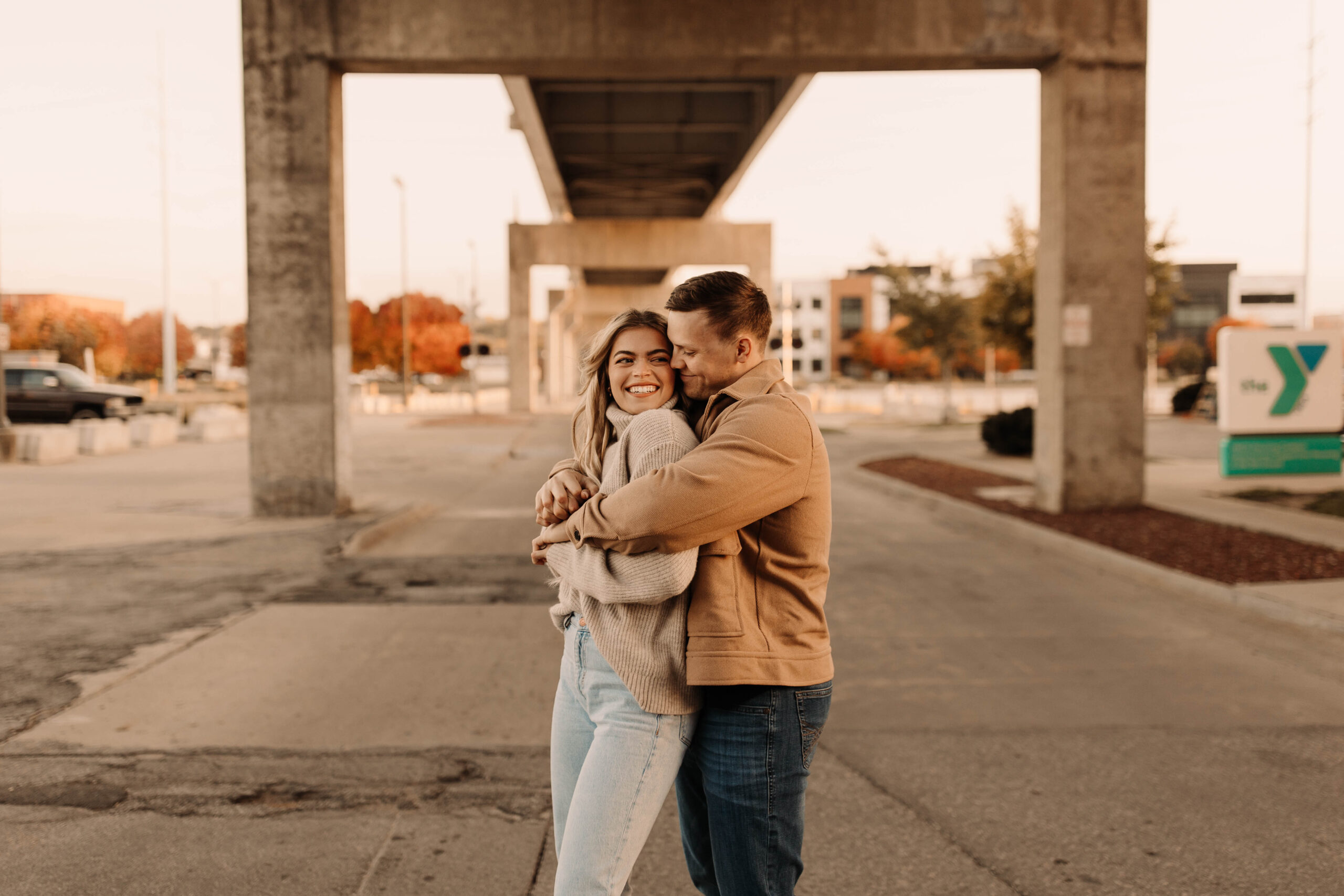 iowa engagement session in downtown des moines, iowa