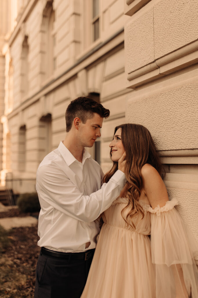 romantic and elegant engagement photo outfits