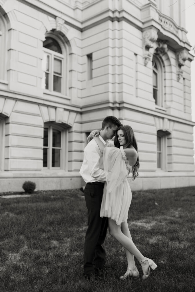 engagement session in front of historic building