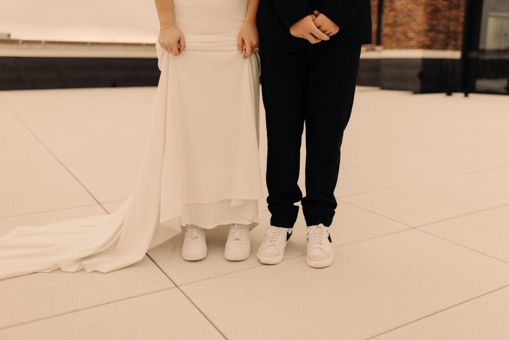 Matching Air Force One sneakers on wedding day