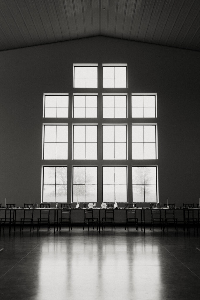 large windows in modern iowa wedding venue
