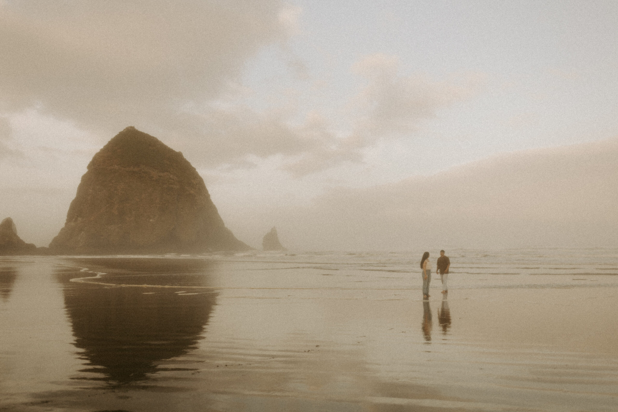 couples session at cannon beach in Oregon